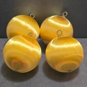 4 Piece Gold Satin Balls Christmas Ornaments